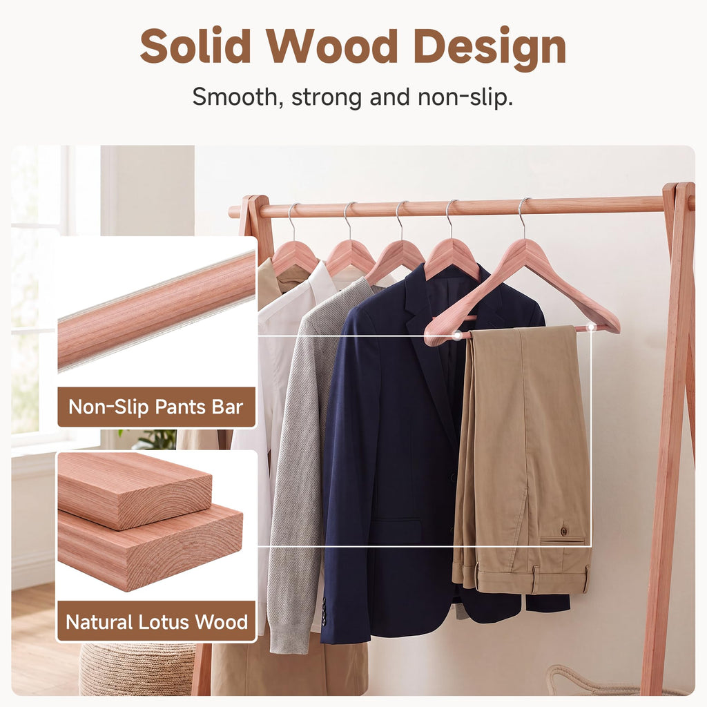 Red Cedar Wood Hangers 6 Set, Extra Wide Shoulder Suit Hangers