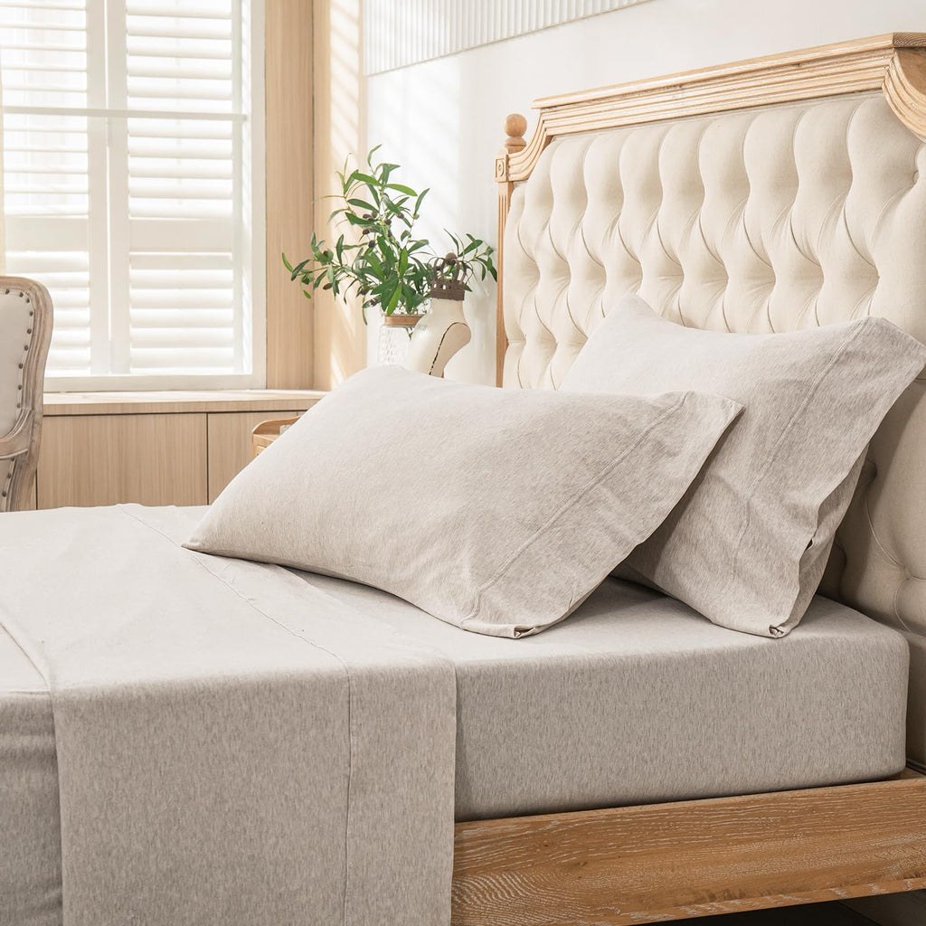 Jersey Knit Sheet Set Heather Beige