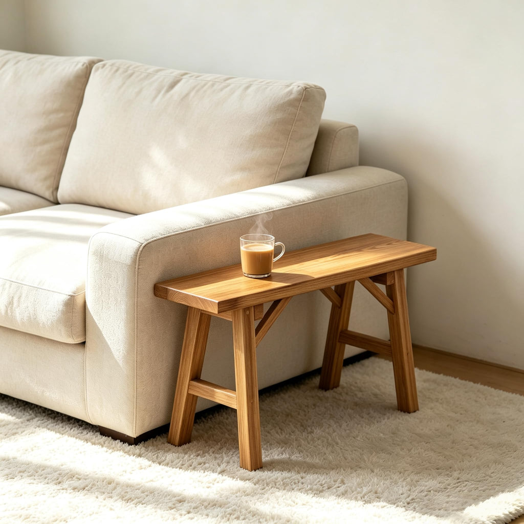 31.5in Wood Bench, Narrow Rustic