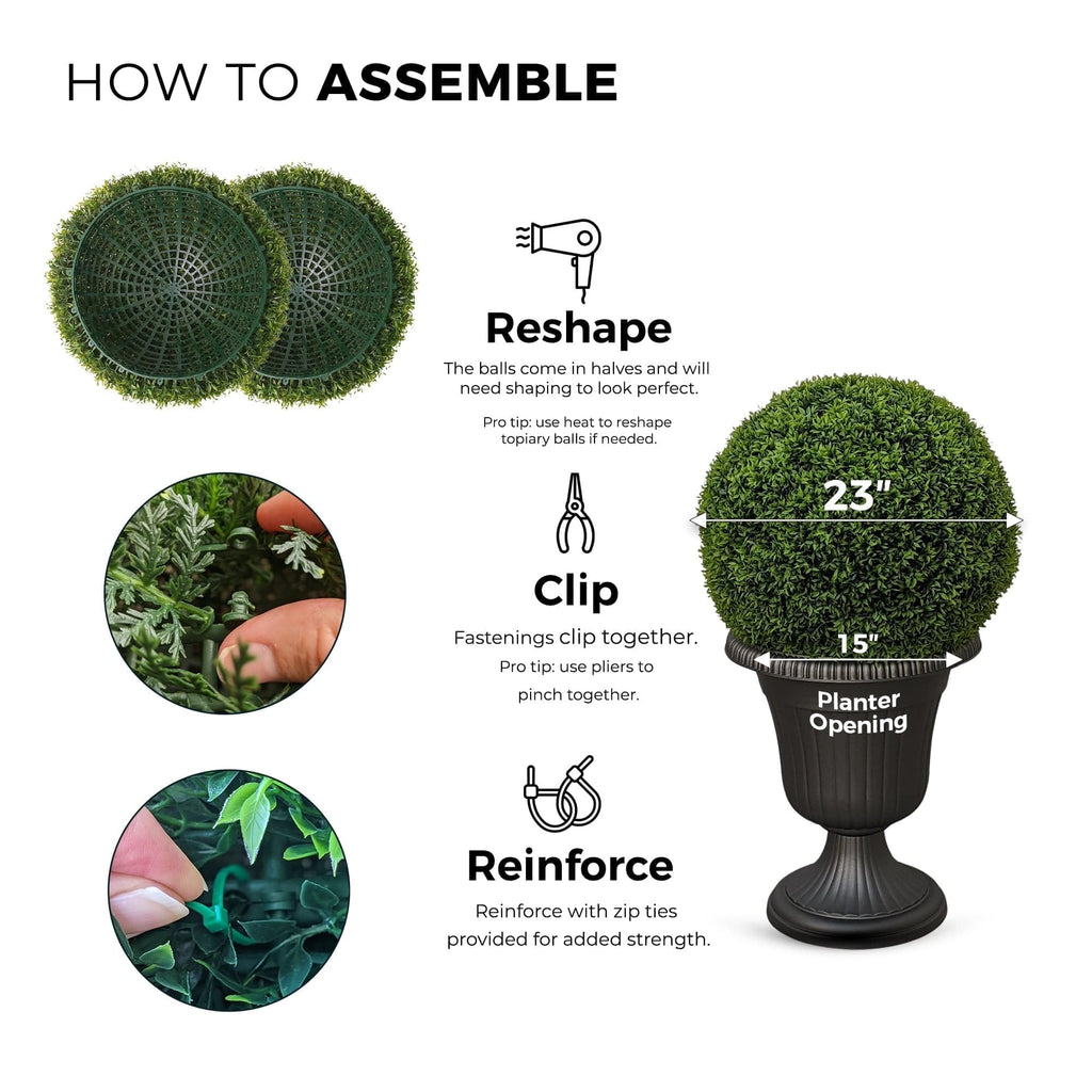 23" XL Faux Topiary Balls, Better Than A Boxwood, 2 Pack