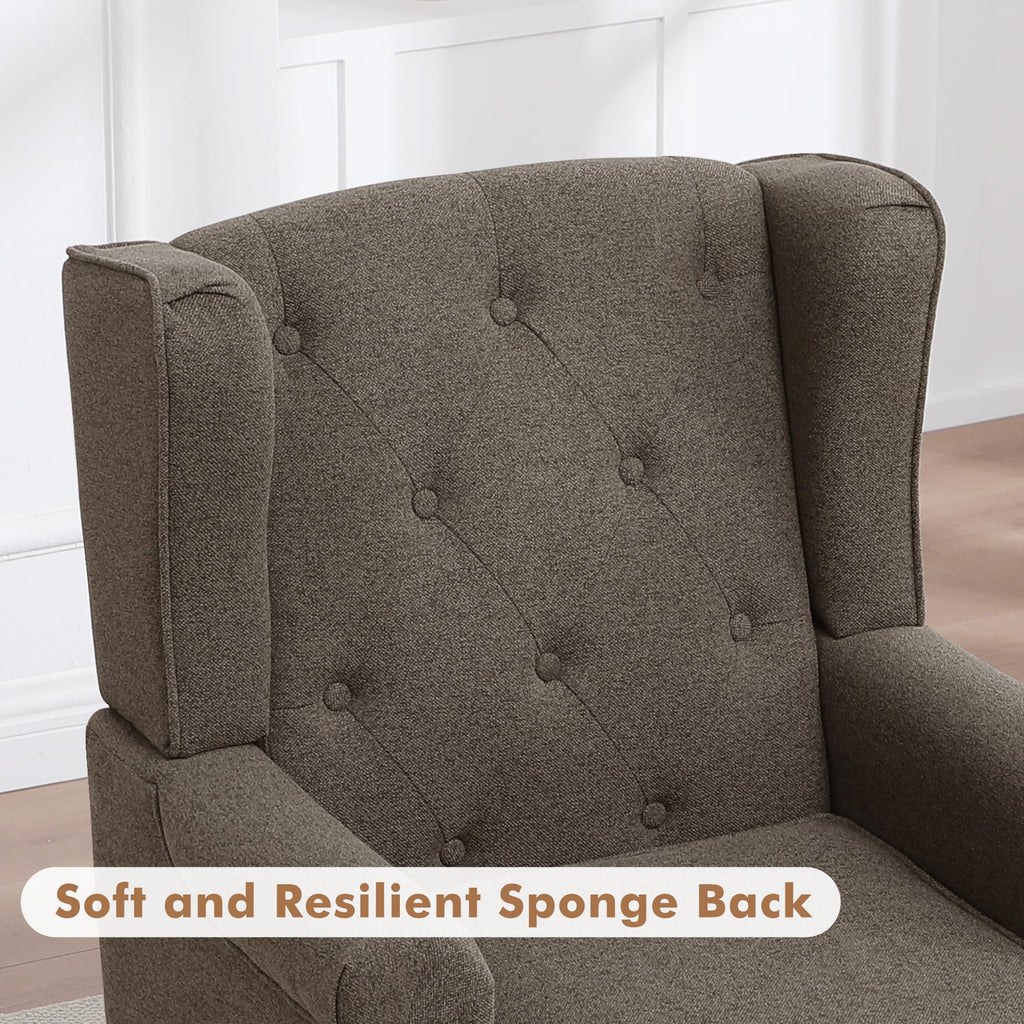 Accent Chair, Mid Century Modern Upholstered Wingback Chair, Armchair with Tufted High Back and Solid Legs, Comfy