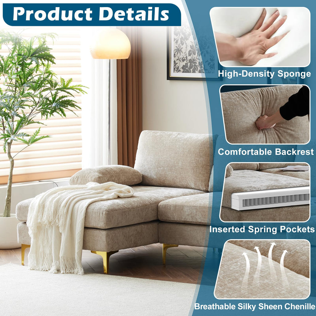 110" Large U-Shape Sectional Sofa Couch with 51" D Double Chaise, Modern Sectional Couch Set with Soft 5.9"