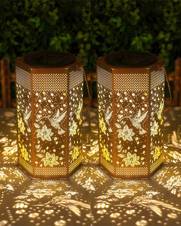 2 Pack Hummingbird Solar Lantern Outdoor Waterproof
