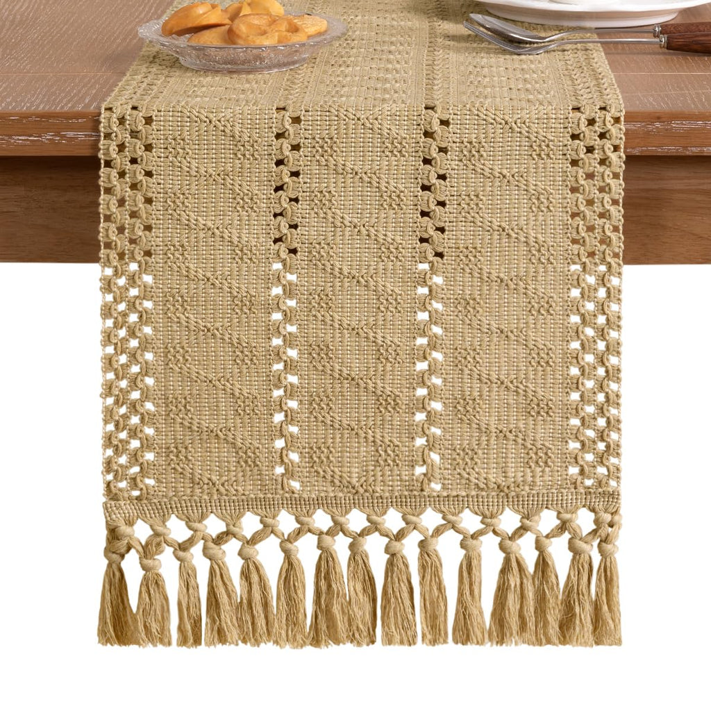 Boho Table Runner Fall Farmhouse Rustic Dining Dresser Scarf Home Decor