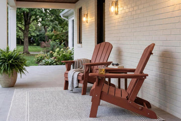 Folding Adirondack Chairs Set of 2 with Cup Holder, Heavy Duty HDPE Plastic Outdoor Lounge Chairs, All-Weather