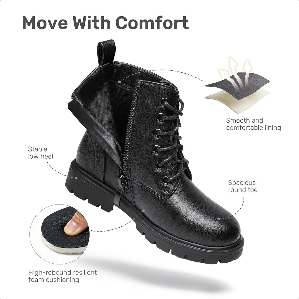 Girls Ankle Combat Boots Boys Kid Shoes