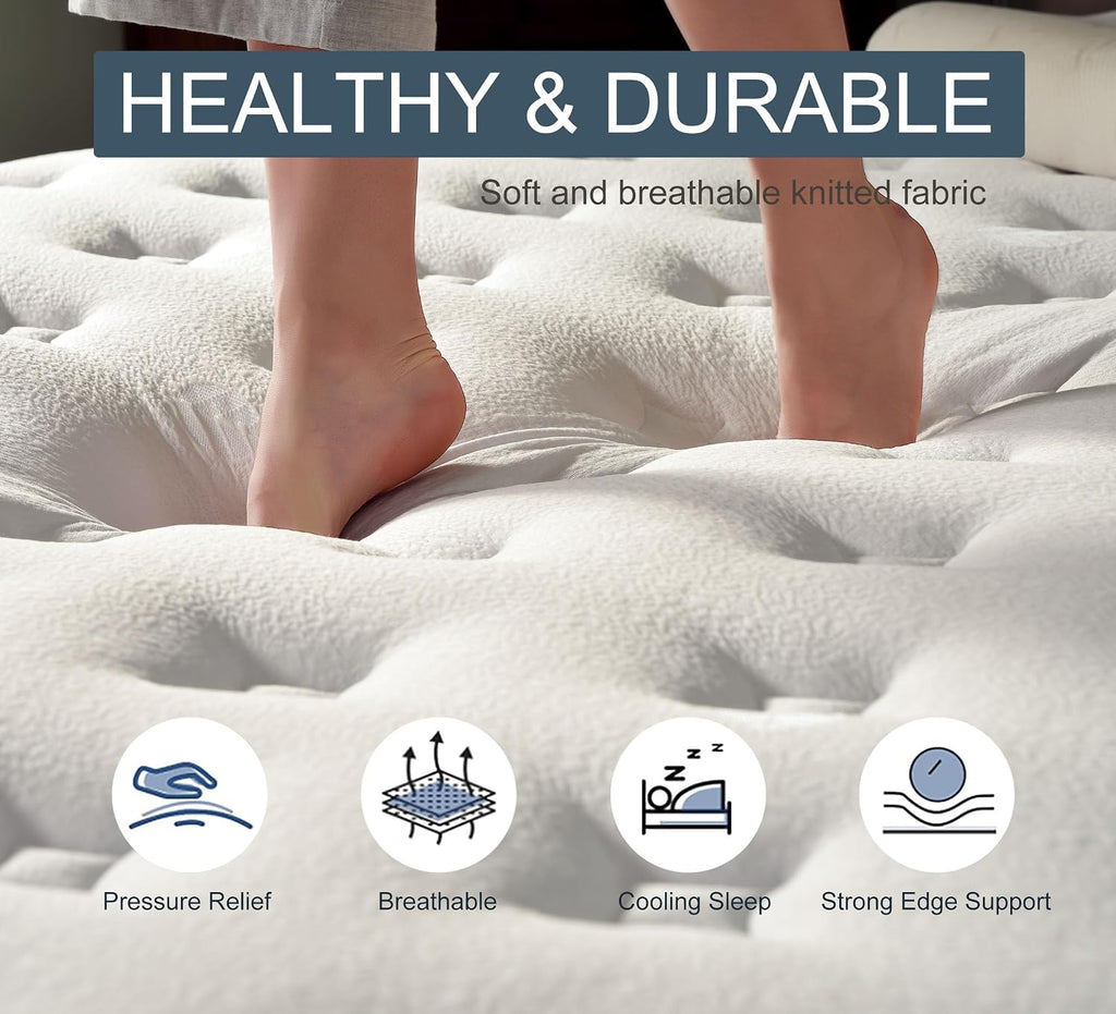 King Size Mattress, 10 Inch Hybrid Mattress in a Box, Gel Memory Foam with Individually Wrapped Pocket Springs
