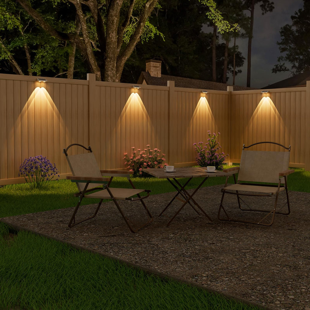 Solar Fence Lights, 16 Pack Solars Deck Light, Warm White Color, Outdoor Bulb Waterproof Led IP65, Power Patio Lamp with