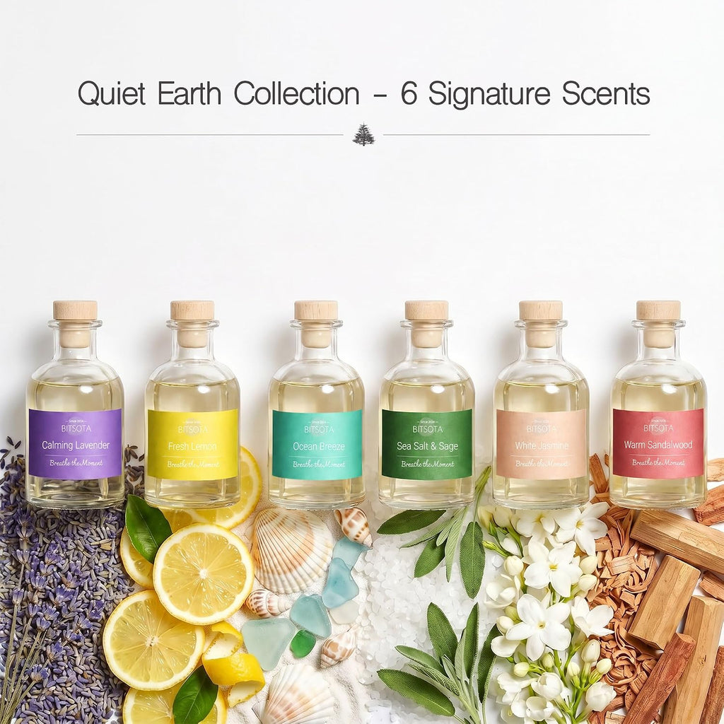 Natural Reed Diffuser Set, Fresh Lemon 3.52 oz (100ml) Scented Diffuser with Sticks Home Fragrance Reed Diffuser