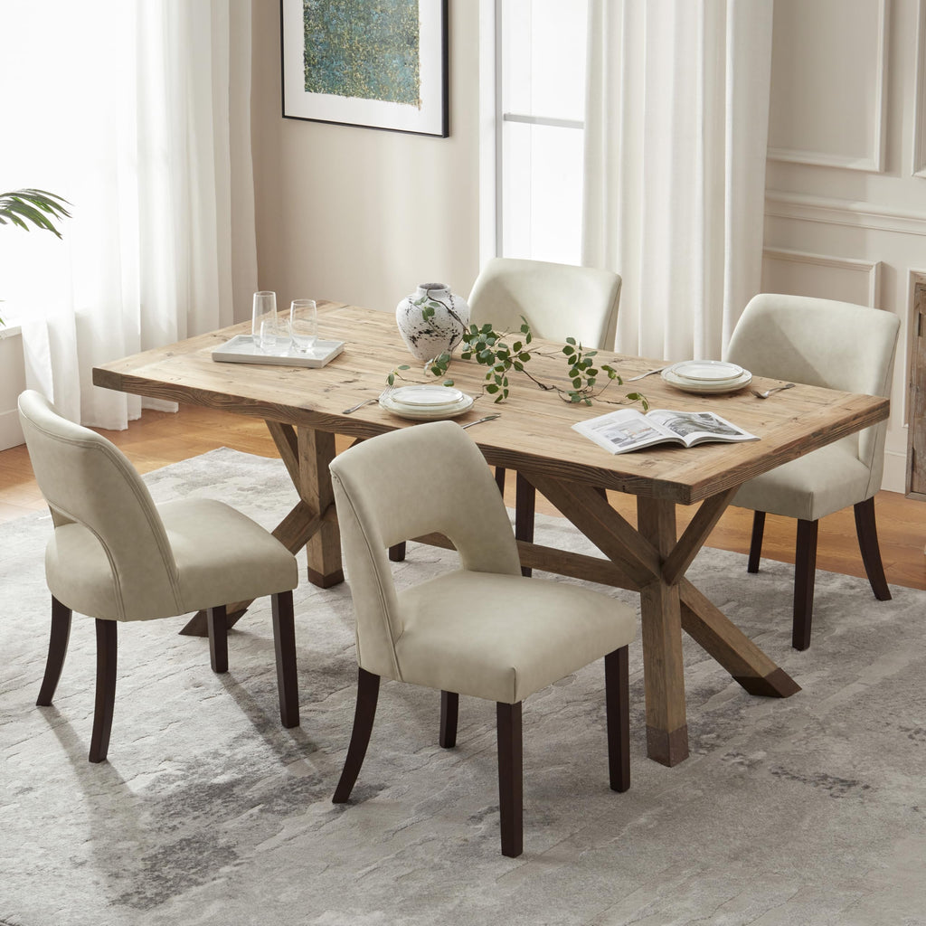 Modern Set of 4 with Rubberwood Legs, Beige