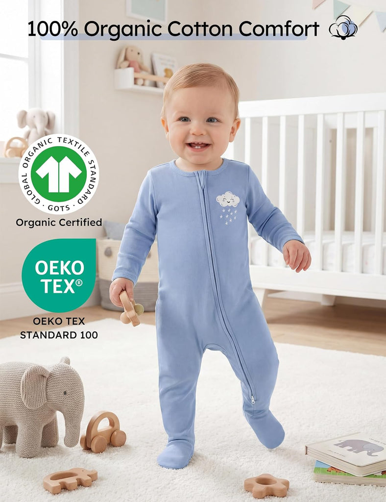 Baby Pajamas 100% Organic Cotton Sleepers Boy Girl Clothes