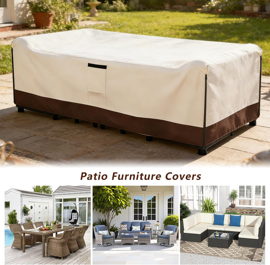 Patio Furniture Covers Waterproof,600D Heavy Duty Patio Cover for 6/7/8 PCS Sets Sectional Sofa Couch Dining Rocking