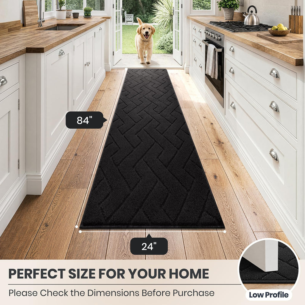 Hallway Runner Rug, 24" x 84", Black