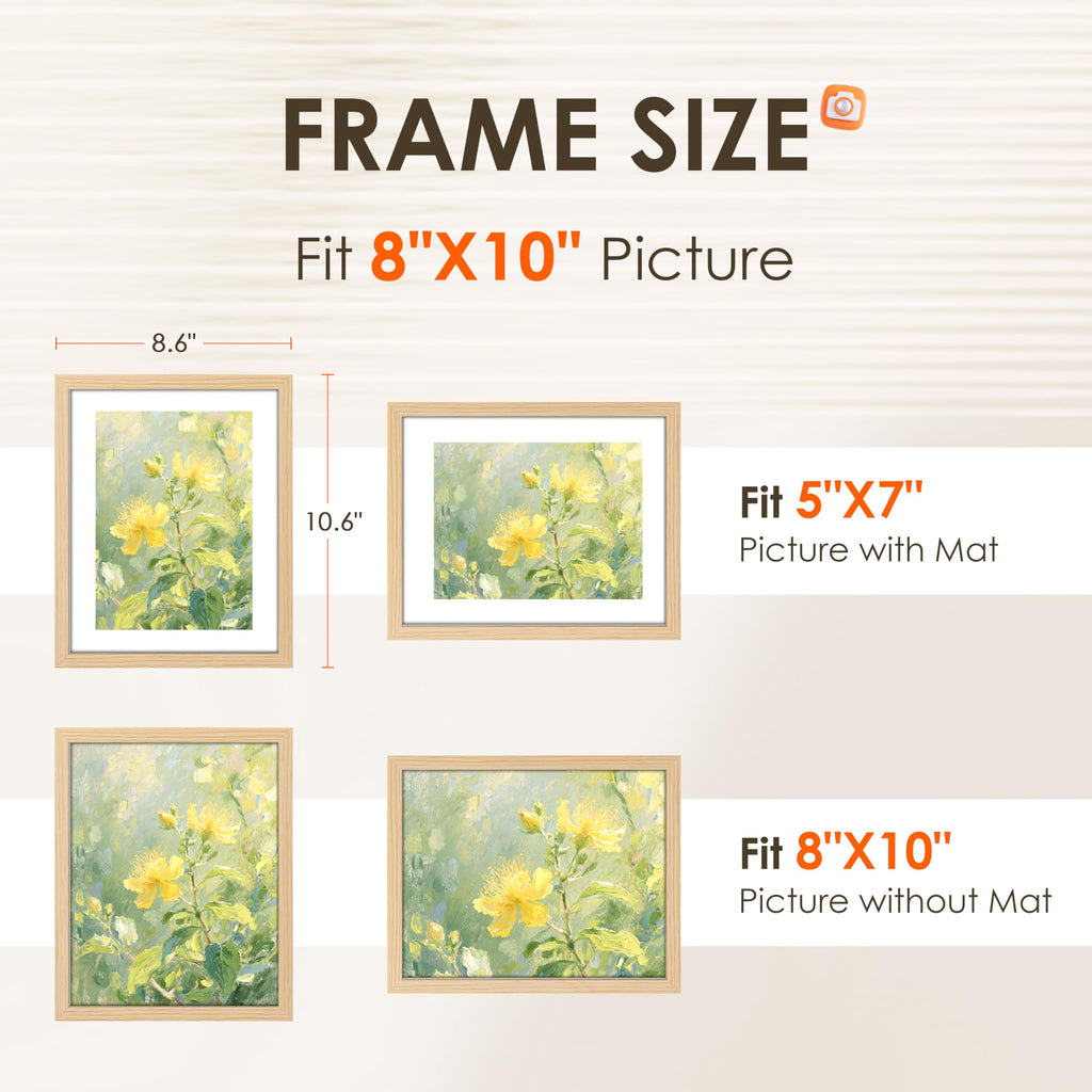8x10 Picture Frame Bulk-6 Pack, Photo Frame with HD Plexiglass, Display Pictures 5x7 with Mat or 8x10 Without Mat