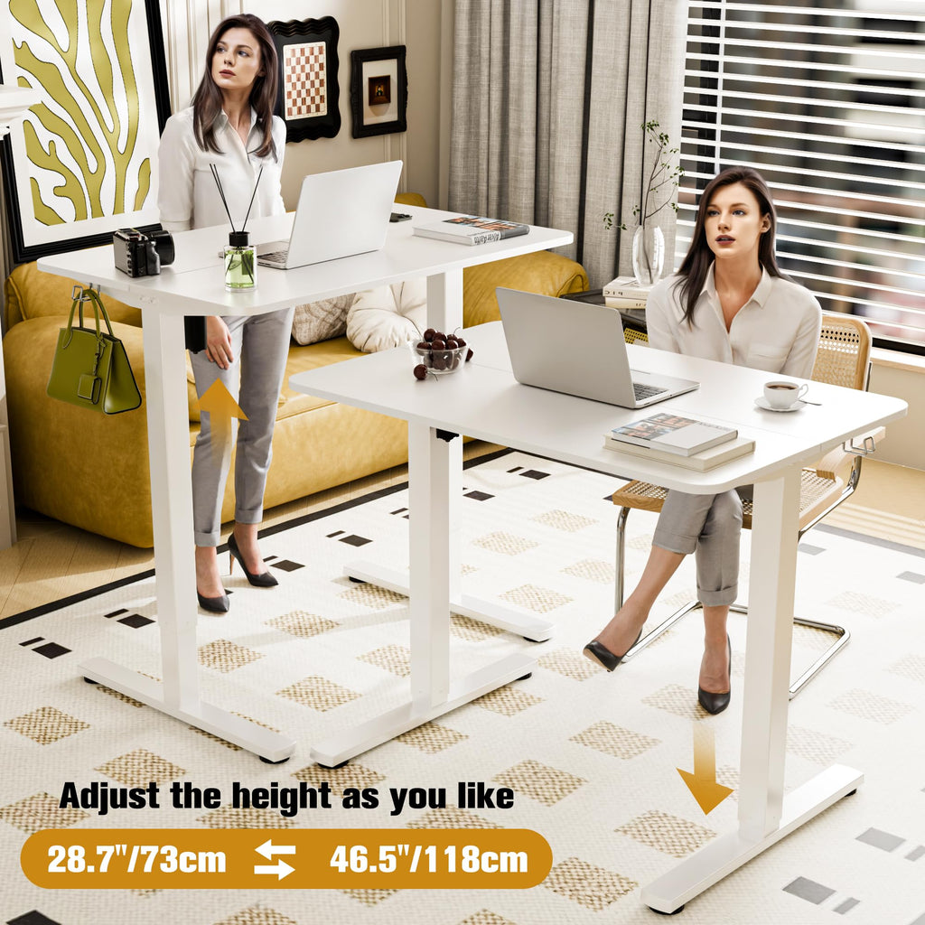 Small Standing Desk, 35"x24" Height Adjustable Sit-Stand Home Office, White