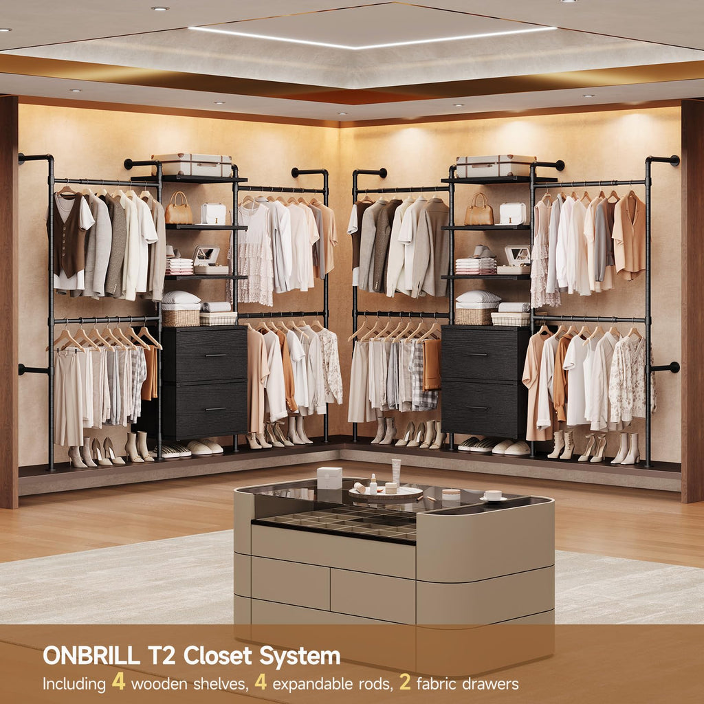 T3 Wall Mounted Industrial Pipe Closet Organizers Storage System