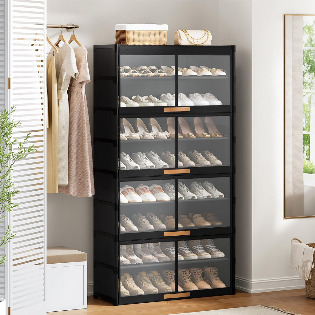 9 Tier Shoe Cabinet with Doors, 36-Pair Storage, Black