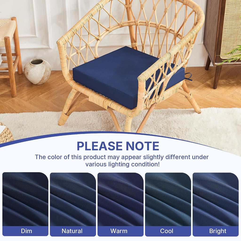 Outdoor Chair Cushions Set of 4 for Outdoor Patio Furniture, Waterproof Patio Seat Cushions with Handle & Ties, 3