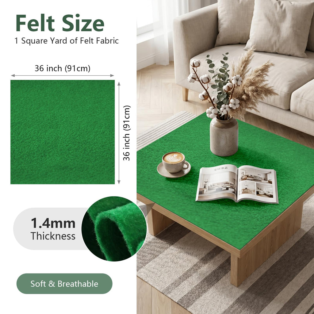 Emerald Green Soft Felt Sheet 36'' X 36'', 1.4mm Large Felt Fabric Sheet