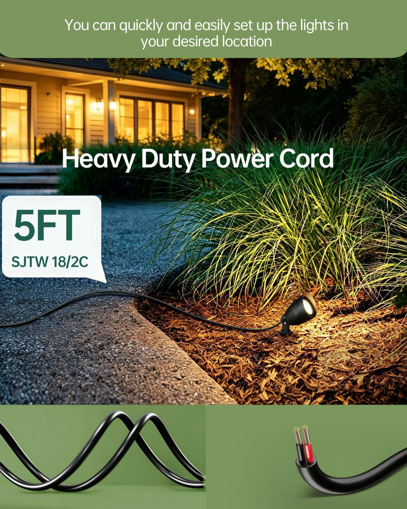 4Pack LED Landscape Spotlight, 120V Warm White Plug in Outdoor Light