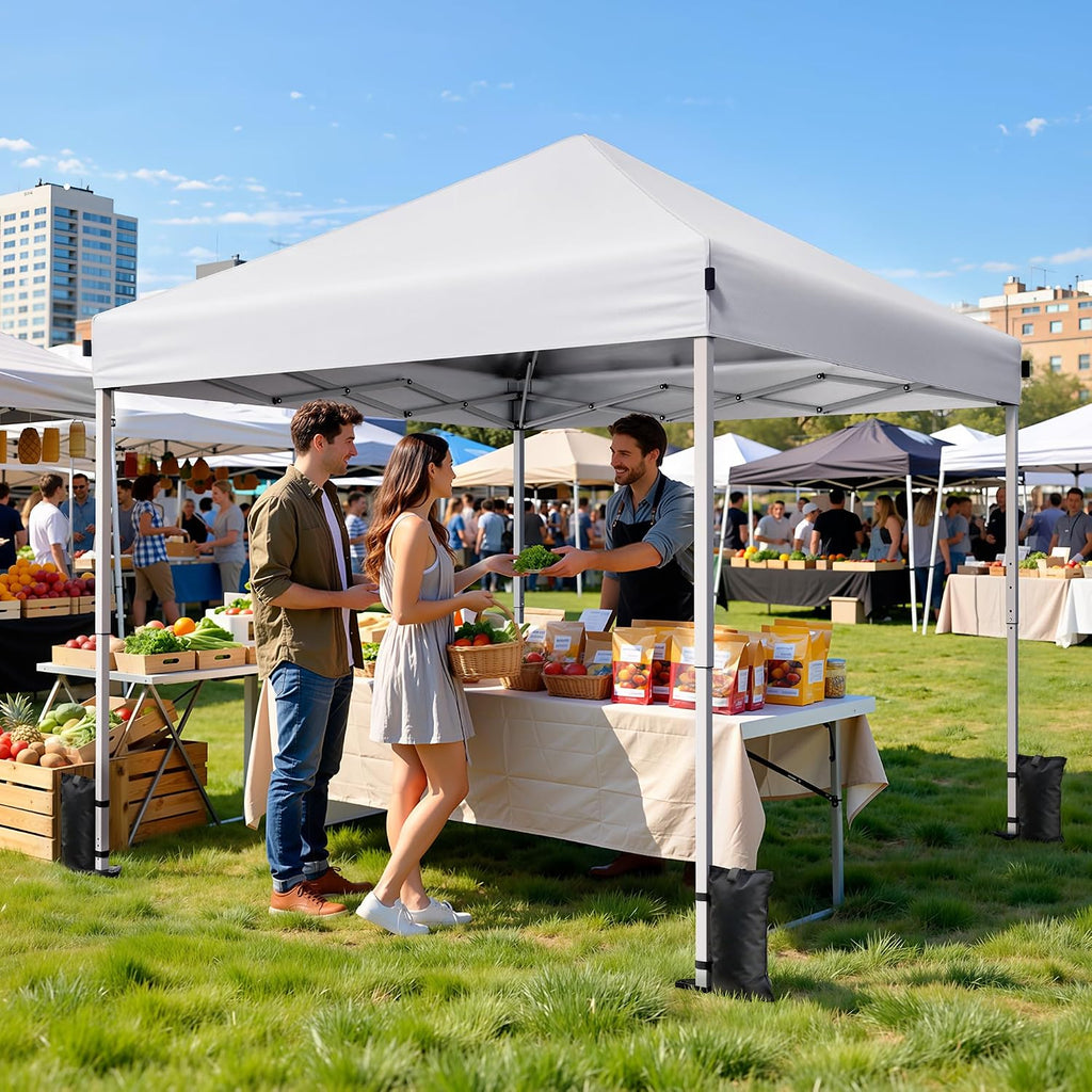 10x10 Pop Up Canopy, Portable Instant Canopy Tent with Carry Bag, 4 Sandbags and 8 Stakes Events, Parties & Camping