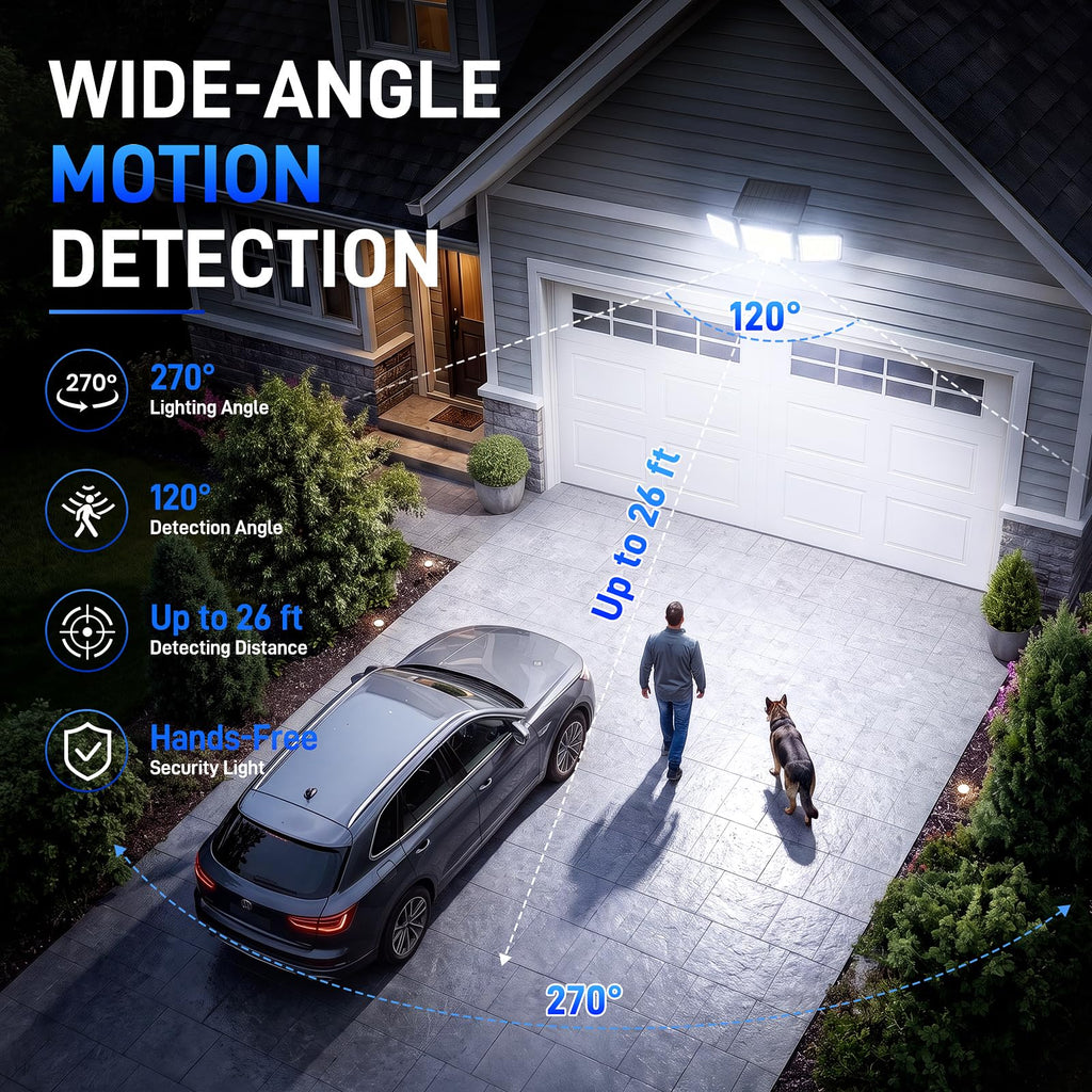 Solar Motion Sensor Lights Outdoor, 282 LEDs Security Lights, 2 Pack