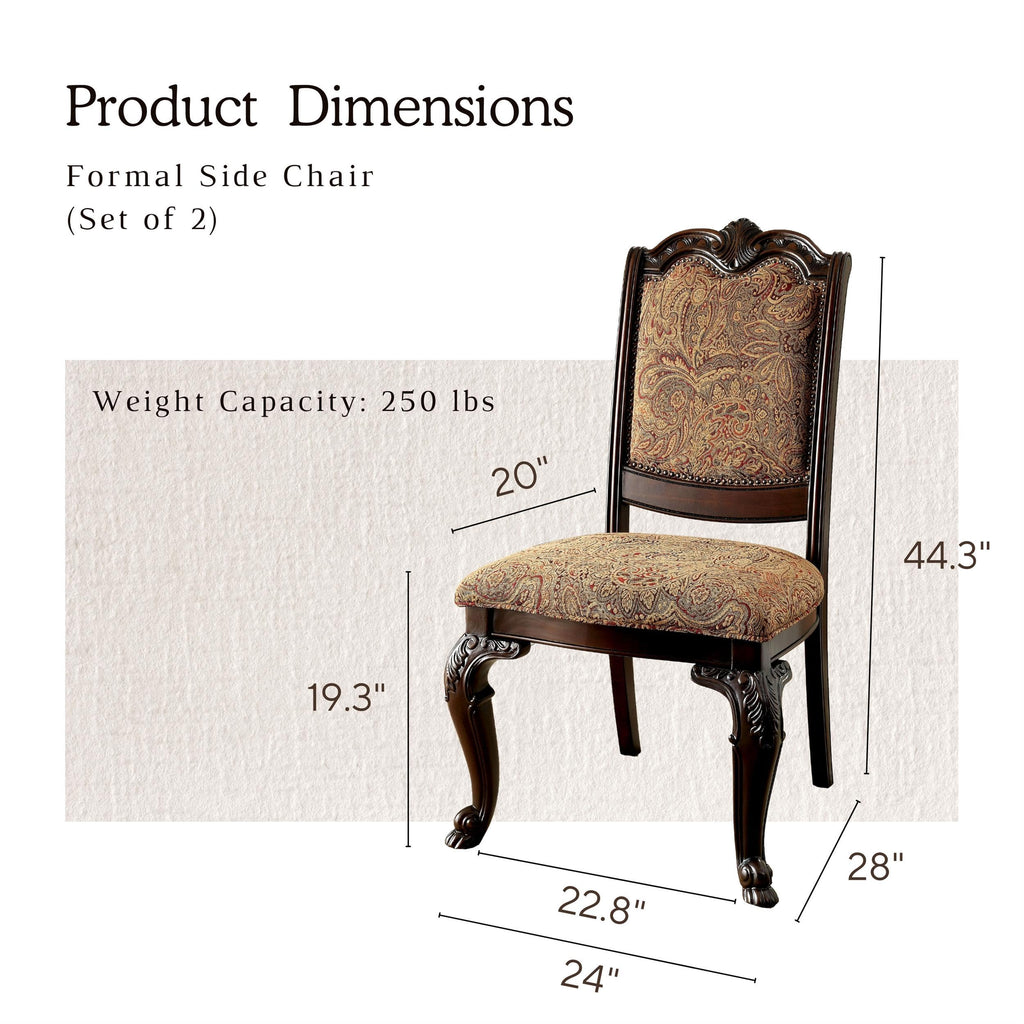 Of America Ferrara Elegant Dining Chair, Brown Cherry, Set of 2