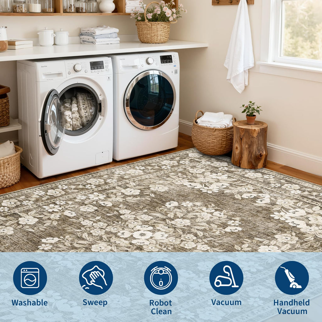 Runner Rug for Porch Vintage Distressed Throw Carpet