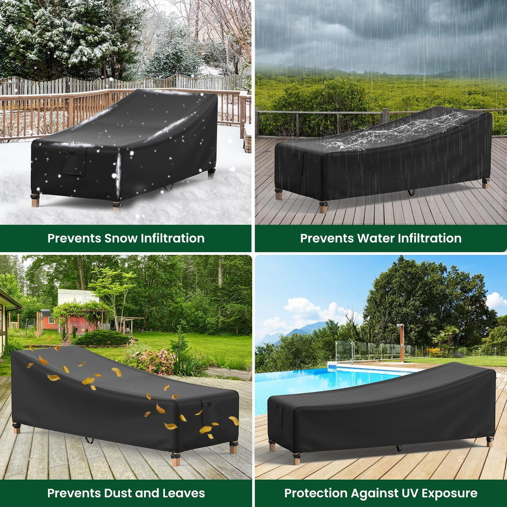 Patio Chaise Lounge Chair Covers Waterproof 84"Lx32"Wx32"H, 2 Pack | Resists Rain, Dust and UV, Fits Outdoor Lounge