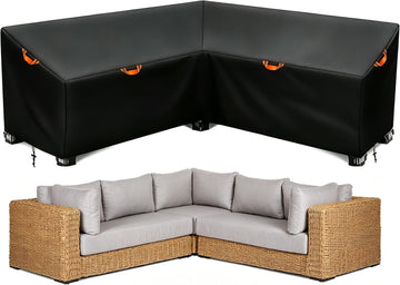 Outdoor Patio Sectional Sofa Cover Waterproof 600D,85"x 85" V-Shaped | Patio Furniture Covers Waterproof&Heavy Duty