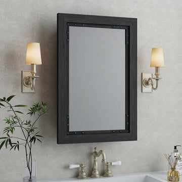 20x26 Medicine Cabinet with Mirror, Farmhouse Bathroom Vanity Mirror Solid Wood Framed Door Storage Cabinet with
