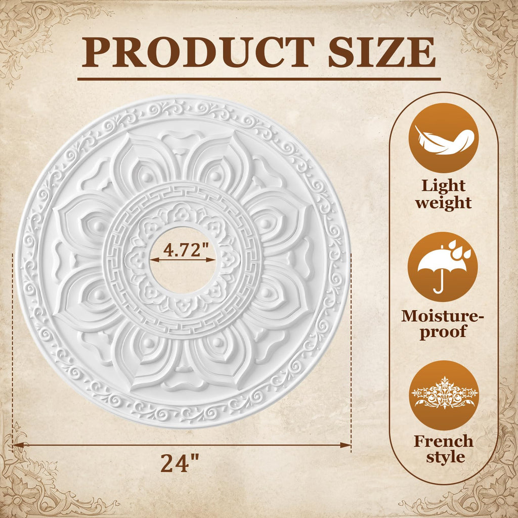 24" OD x 4.72" ID Large Chandelier Ceiling Fan Medallion