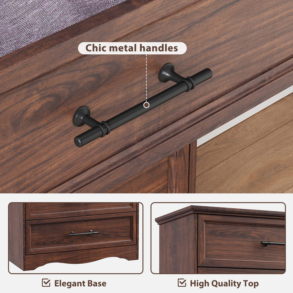 Walnut 7-Drawer Dresser, 52" Tall Chest of Drawers