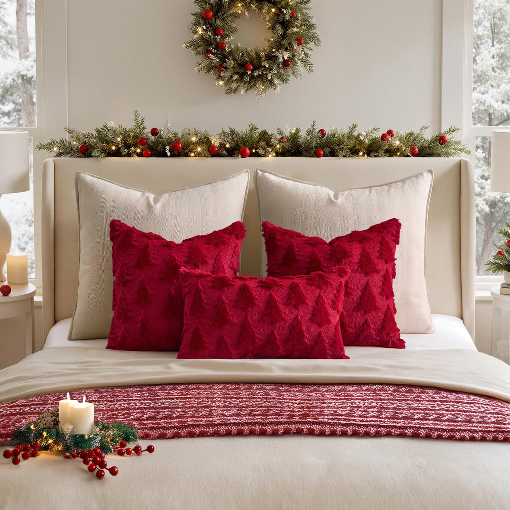 Christmas Pillow Covers Christmas Decorations 26x26 Burgundy Red