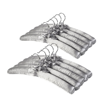 Grey Satin Padded Sweater Hangers 10 Pack, Blouse Hanger with Thick & Soft Foam for Bridal Wedding Dress Lingerie