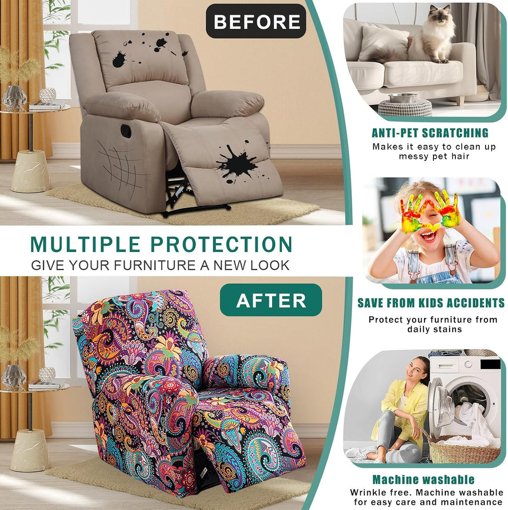 Recliner Covers 4 Pieces Stretch Lazy Boy Recliner Chair Covers That Stay in Place, Covers for Electric Power Lift