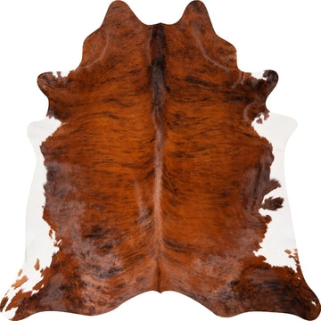 100% Genuine Brazilian Cowhide Rug, Brindle White Belly, One-of-a-Kind Real Hide, Luxury Cowskin Leather Area Rug