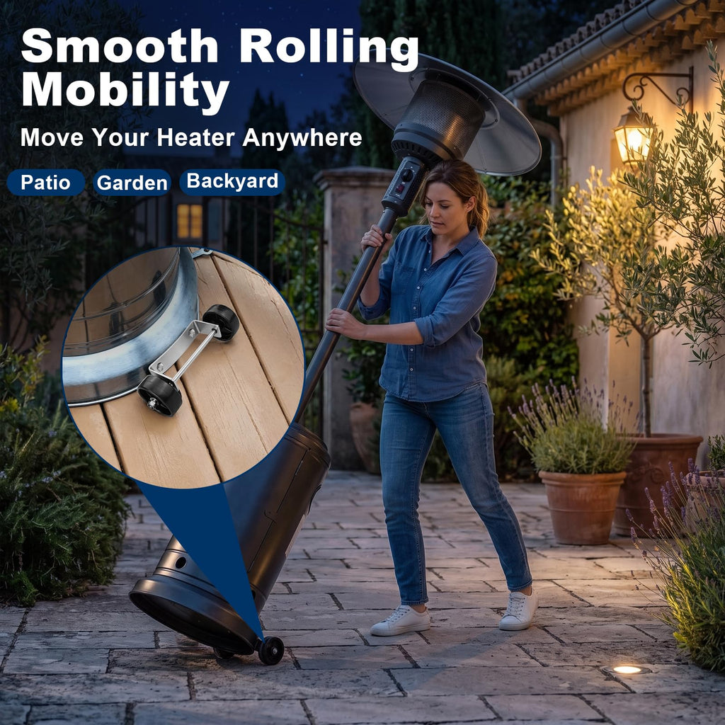 Universal Patio Heater Wheel Kit Propane Heaters, Easy to Move
