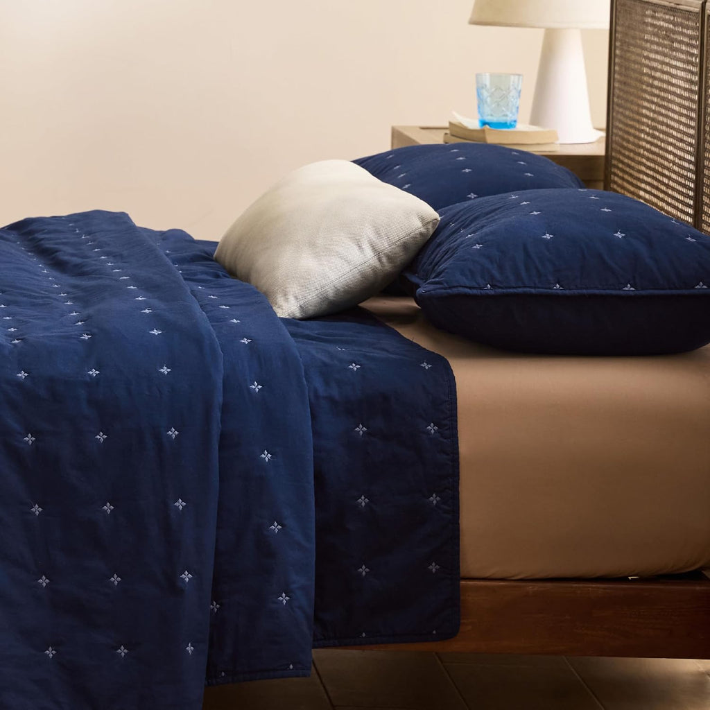 100% Cotton Quilt Set - King Bedspread, Lightweight Soft Bed Coverlet, PureWoven, 3-Piece Cozy Stitching Comforter