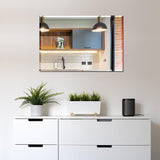 Frameless Bathroom Mirror for Wall, Rectangle Beveled Edge Mirror for Over Sink, Tempered Glass, Shatterproof, Hangs