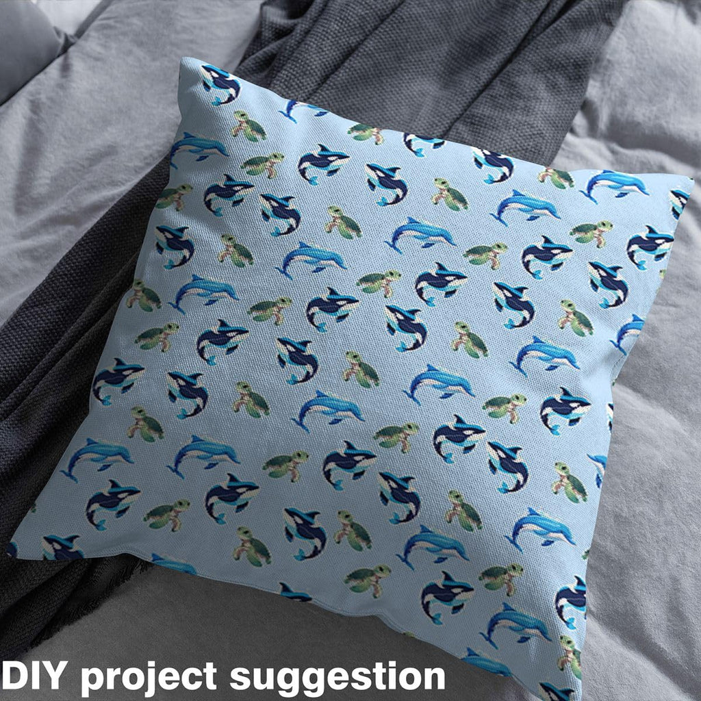 Green Sea Turtle Fabric by The Yard Soft Polyester, Cute Blue Whale Dolphin Fabric for and Home DIY Projects, Marine