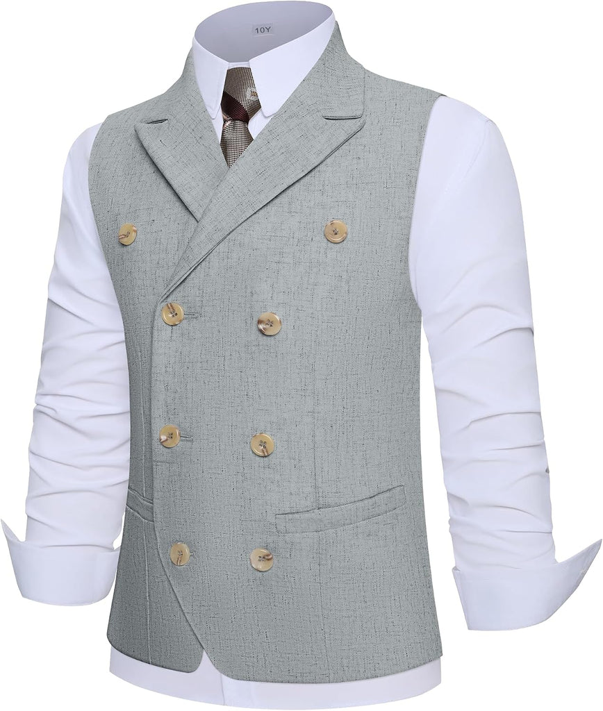 Boys Linen Suits 2 Piece Summer Suit for Kids Teen Boy Casual Tuxedo