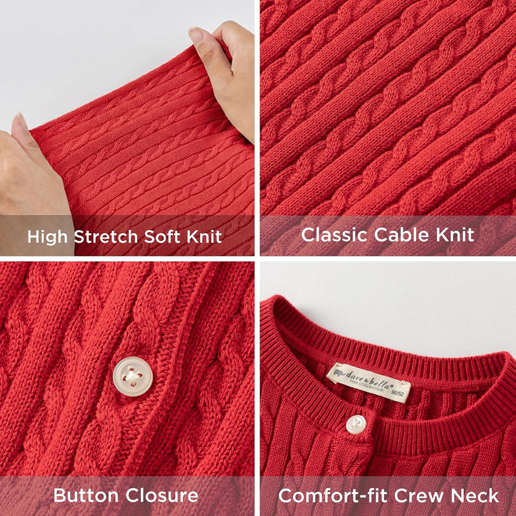 Toddler Girl Cardigan Sweater Cable Knit Cotton Button Up Jacket
