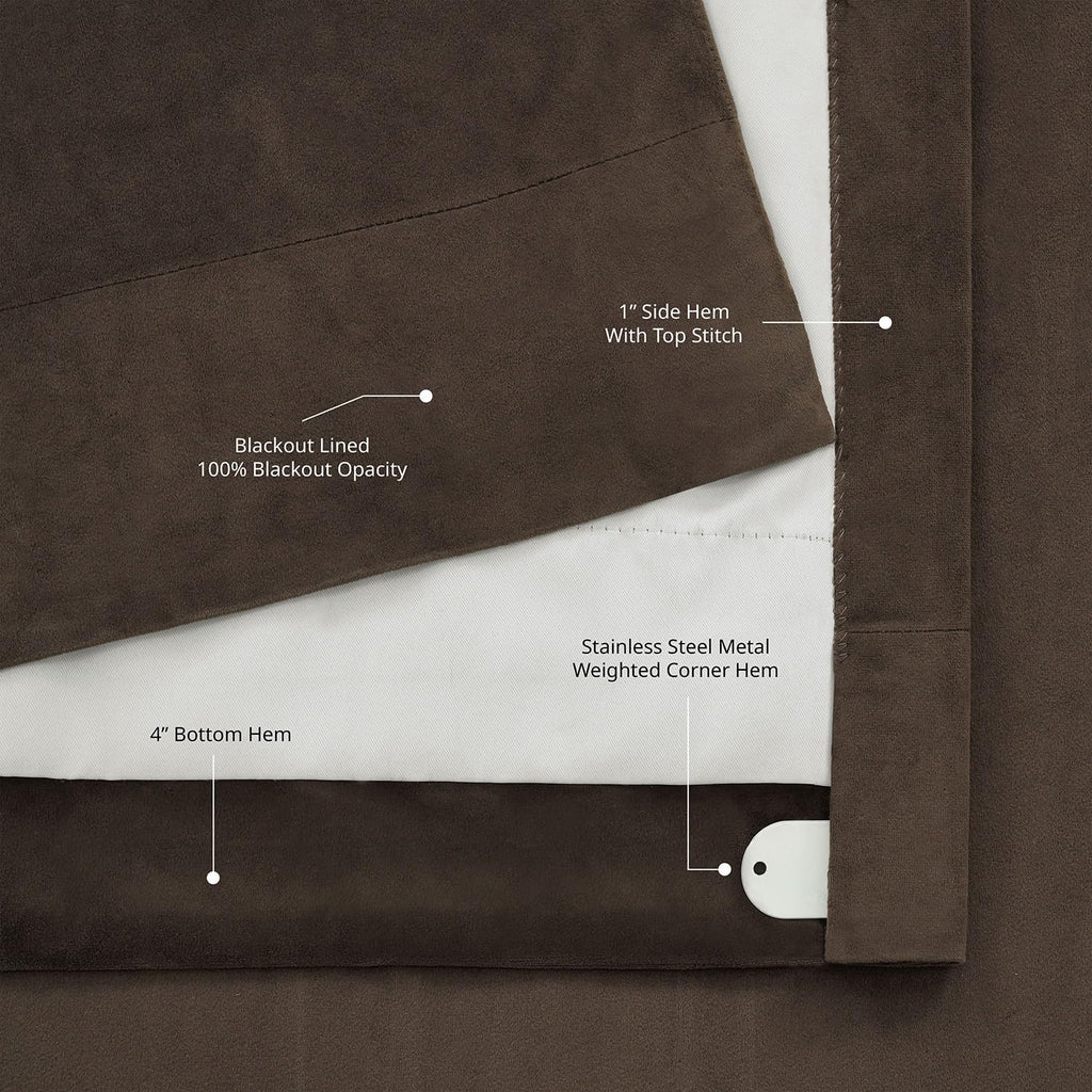 Signature Velvet Thermal Blackout Curtains 120 Inch Long (1 Panel) Rod Pocket Insulated Blackout Curtains Window