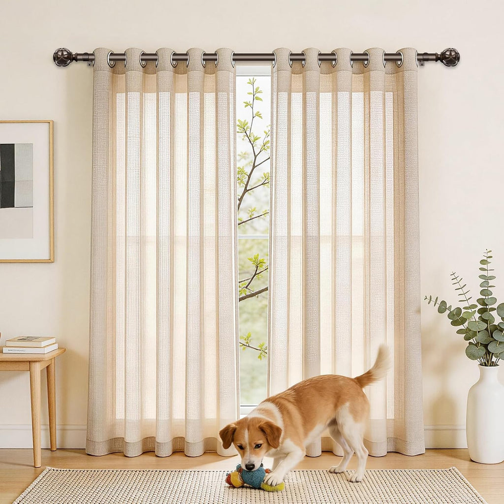 Curtain Rods for Windows 2 Pack 32-58 Inches, Bronze | 6/8" Diameter, 22lbs Weight Capacity, Decorative Adjustable