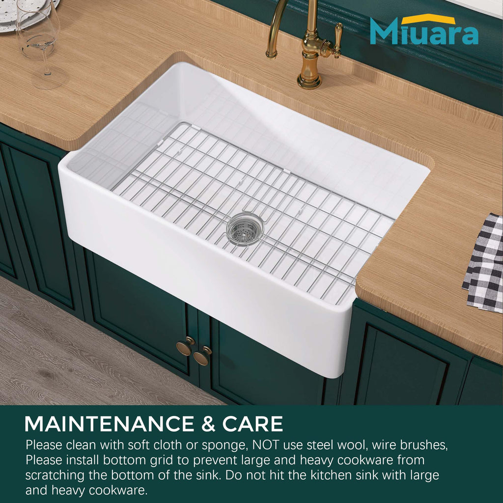Farmhouse Sink 30 x 20 Inch White Fireclay Apron Front Kitchen Sink