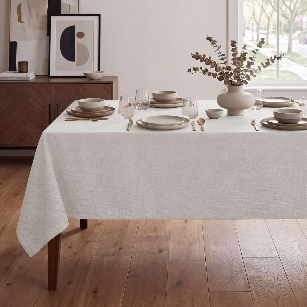 Linen Textured Table Cloths Rectangle 60 x 120 Inch Premium Solid Tablecloth Spill-Proof Waterproof Table Cover for