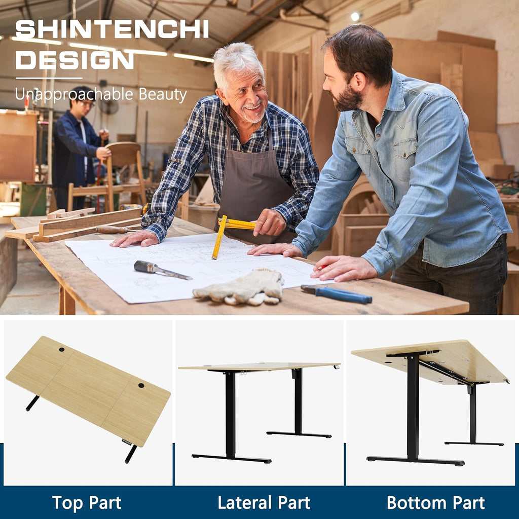 Standing Desk, 71x31 Inch Height Adjustable Electric Sit Stand up Desk, Ergonomic Rising Computer Table, Modern Lift
