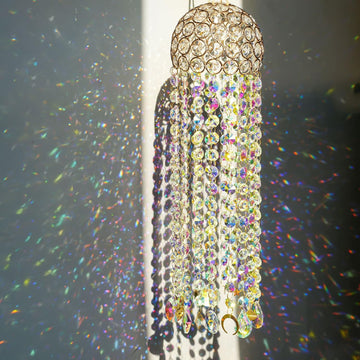 Crystal Suncatcher Wind Chimes Window Hanging Rainbow Maker - 16.7 Inch Chandelier Design, AB Color Crystal Prism