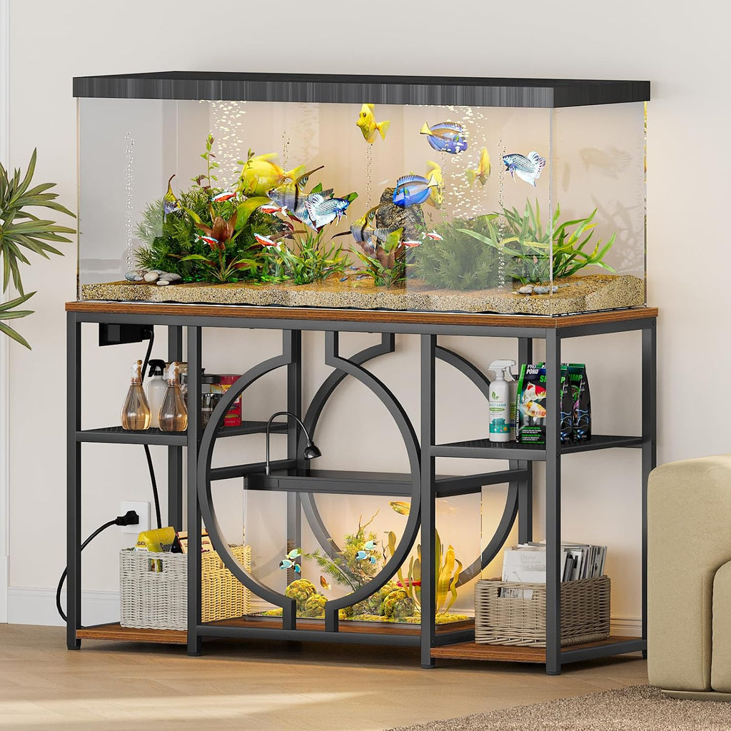 55-75 Gallon Aquarium Stand, Heavy Duty Fish Tank Stand with Charging Station, 850LBS Capacity Metal Frame Aquarium